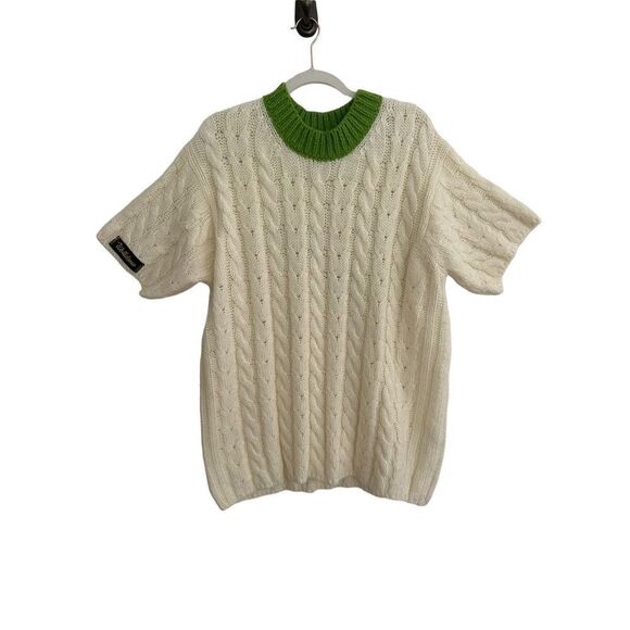 We11done Logo Print Cable-Knit Wool Blend Sweater Women’s White Size Medium - Picture 1 of 8